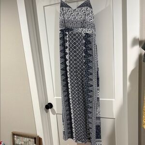 Maurices Blue and White Geometric Maxi Dress